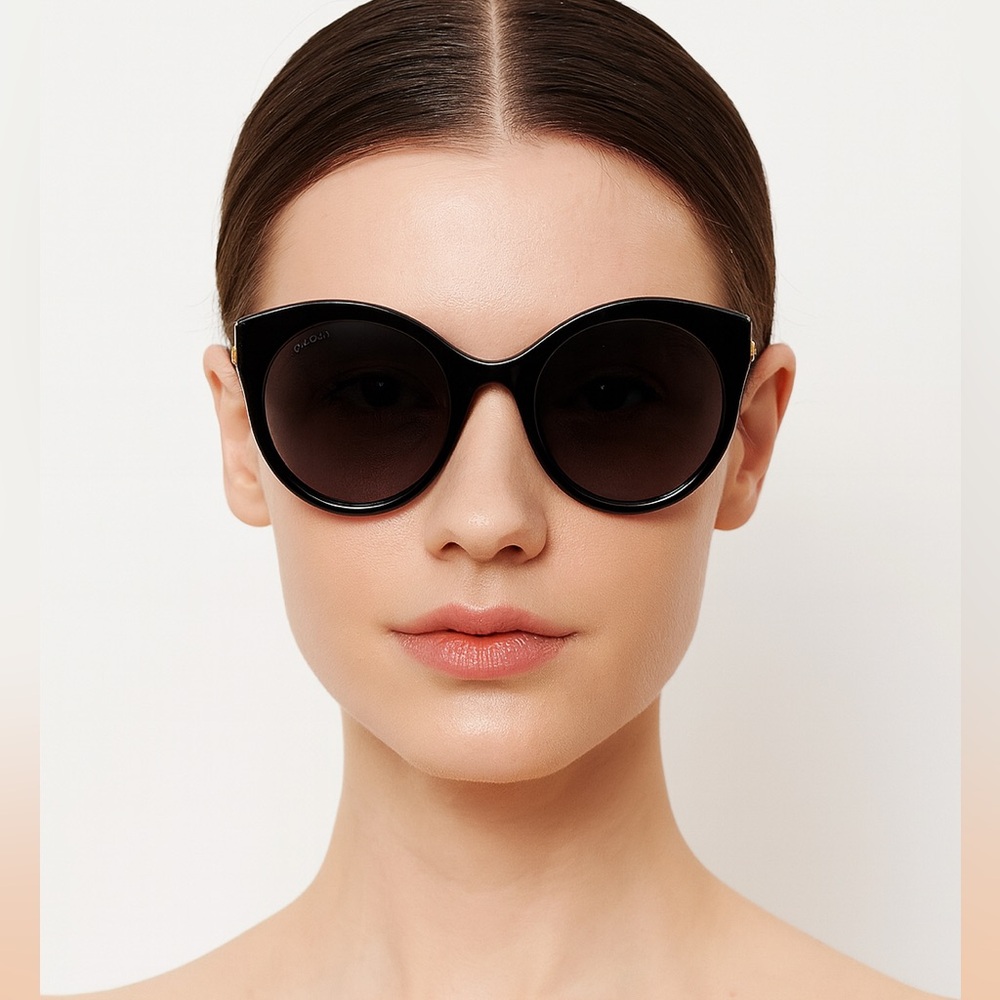 Gucci Round Frame Soft Cat-Eye Acetate Sunglasses New